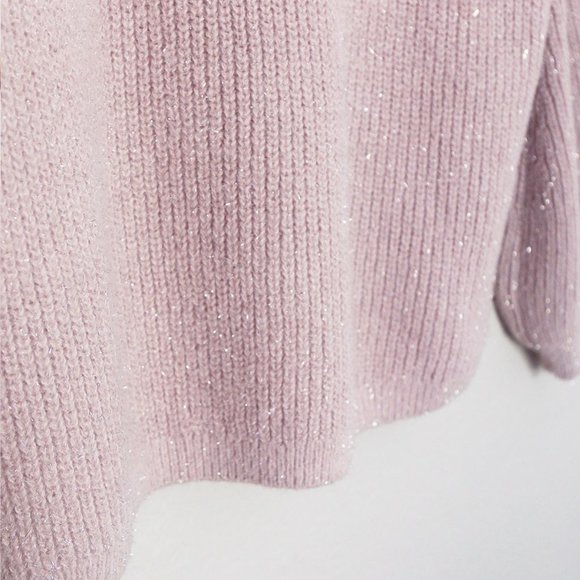 Boden Chunky Fluffy V Neck Wool Blend Sweater Metallic Sparkly Cameo Pink 16/18 - Picture 12 of 16